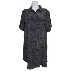 Equipment Femme Silk Shirtdress Navy Abstract Dot Women's‎ Size M Short Sleeve
